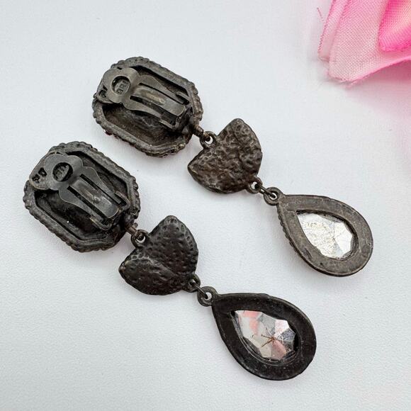 Vintage Poggi Paris Clip On Earrings French Bohemian Designer Eclectic Dramatic - Picture 7 of 13